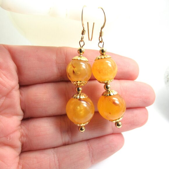 Faux Amber Earrings - Picture 2 of 6